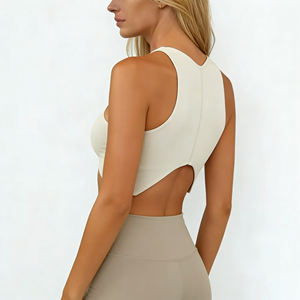 ชุดออกกำลังกายโยคะ กางเกงเลกกิ้งและสปอร์ตบราสำหรับผู้หญิง ผลิตจากผ้าสแปนเด็กซ์ไนลอนรีไซเคิลได้ ยืดหยุ่นสูง เอวสูง แห้งเร็ว ออกแบบตามสั่ง - Product Image 1