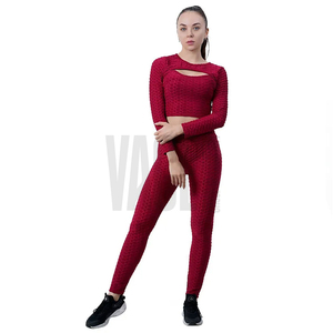 <b>Women</b>’s Workout Set High Waist Yoga <b>Leggings</b> Crop Top 2 Piece Stretch Seamless Gym Fitness Running Training Activewear OEM ODM - Product Image 6
