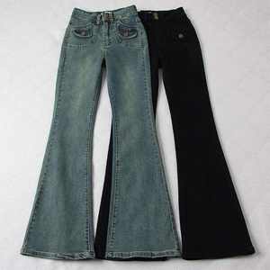 Pantalones Vaqueros Acampanados Elásticos de Moda para Mujer, Diseño Novedoso, Casuales, de Cintura Alta, Estilo Urbano, Pierna Ancha, de Mezclilla, de Gran Venta - Product Image 6