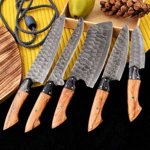 Damascus Steel Handmade Chef <b>Knife</b> <b>Set</b> For Kitchen Professional Kitchen Tool Collection Featuring Hand Forged Blades For Daily - Product Image 3