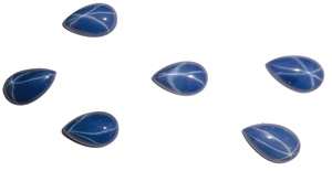 Saphir bleu étoilé poire 11x17 mm 8,5 carats, cabochon poli créé en laboratoire, effet étoile à 6 branches, hauteur 5 mm pour la fabrication de bijoux - Product Image 6