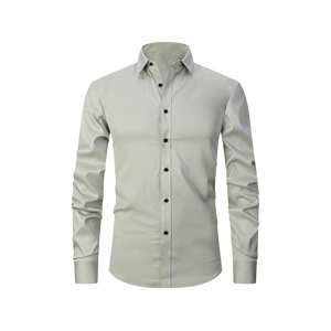 Chemise habillée homme bleu clair coupe ajustée 100 % coton satiné à manches longues boutonnée classique formelle pour affaires, bureau, mariage, soirée, élégante - Product Image 6