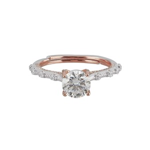 Elegante Anillo de Compromiso de Moissanita con Corte Redondo, Anillo de Boda Chapado en Oro Rosa de 14K para Mujer, de Proveedor Indio - Product Image 3