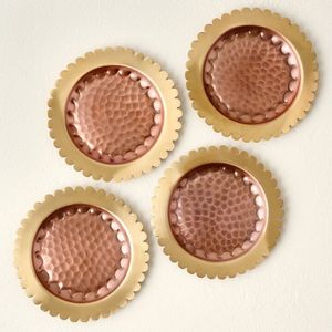 Elegant Modern Metal Reusable Drink Coasters Set with Tray and Bottle Holder for Bar and Coffee <b>Table</b> - Product Image 3