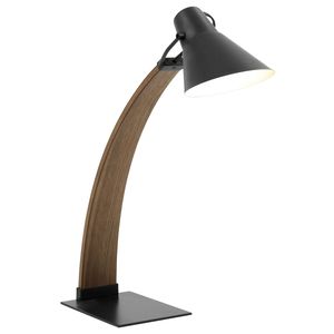 Lámpara de escritorio Noah Mid Century Modern en nogal y negro - Product Image 2