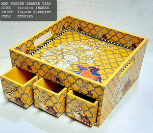 Bandeja de almacenamiento cuadrada de cartón con diseño floral de mariposas, acabado lacado, 1 compartimento, estilo bohemio, organizador de oficina reutilizable - Product Image 6
