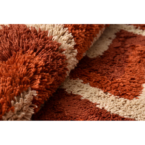 Tapis shaggy zigzag tufté à la main sur mesure en gros - Tapis en laine douce et moelleuse marron terre cuite pour salon et chambre à coucher - Product Image 5