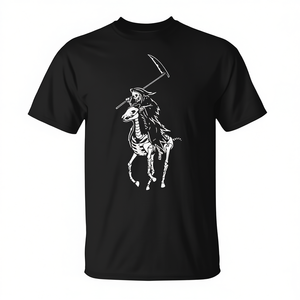 Camiseta Polo Grim Reaper Vintage Death Negra para Hombre, Talla Grande, Manga Corta, Cuello Redondo, Impresión Serigráfica - Product Image 2