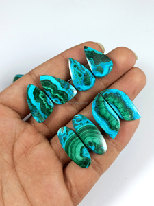 Chrysocolla Malachite Pair Loose Gemstones Bulk Wholesale Natural Cabochons Faceted Stones <b>Crystal</b> Supplier India Export - Product Image 5
