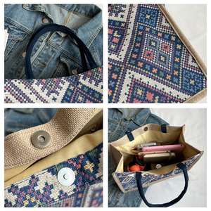 Sac à main en jute naturel avec poignée en coton pour le shopping - Product Image 6