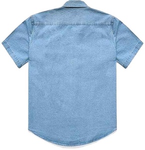 Chemise en jean décontractée à manches courtes pour homme, bleu clair, 100% coton, boutonnée - Product Image 2