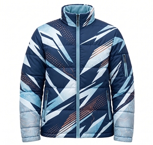 custom unisex sublimated puffer jacket winter warm green orange geometric print <b>bubble</b> <b>coat</b> windproof padded street outwear <b>coat</b> - Product Image 4