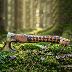A&M ENTERPRISES Handmade <b>Viking</b> Bearded <b>Axe</b> with Polished Steel Head Wooden Handle and Woven Leather Grip Norse Style <b>Axes</b> - Product Image 4