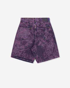 Shorts Bermuda en coton violet délavé pour homme, taille haute, style denim décontracté, fermeture boutonnée - Product Image 2