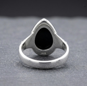 10x14mm Pear Shape Black Onyx Gemstone 925 Sterling <b>Silver</b> Men <b>Ring</b> Jewelry Bezel Setting Minimalist Style Unisex Everyday Wear - Product Image 2