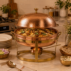 Plat à chafing en cuivre martelé avec couvercle pour buffet, chauffe-plats pour hôtels, restaurants, traiteurs, banquets – Fabricant OEM ODM en gros - Product Image 3