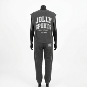 Conjunto de Pantalones Jogger y Camiseta sin Mangas de Algodón Premium de 200 GSM, Color Naranja Mostaza, Estilo Urbano, Logotipo Serigrafiado, Conjuntos para Mujer - Product Image 2