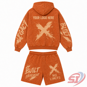 High Quality <b>Men</b> Acid Wash Streetwear <b>Set</b> <b>Hoodie</b> <b>and</b> <b>Shorts</b> 100% Cotton Custom Logo OEM ODM Supplier - Product Image 2