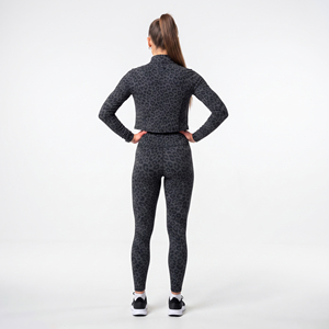 Leopard Print <b>Women</b> Yoga 3 Piece Set 100% Polyester Crop Training Jacket Printed Sports Bra High Waist <b>Leggings</b> 3 Piece Workout - Product Image 4