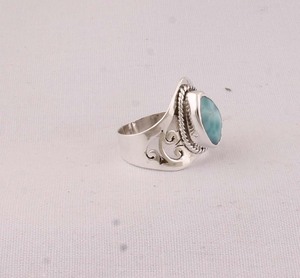 Natural Larimar <b>Ring</b> 925 Sterling Silver Vintage Style Ocean Blue Gemstone <b>Ring</b> for Women Handcrafted <b>Boho</b> Ethnic Jewelry - Product Image 5