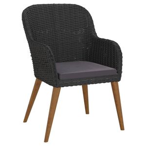 Ensemble de salle à manger de jardin durable en 5 pièces, en bois d'acacia massif noir, mobilier d'extérieur durable - Product Image 5