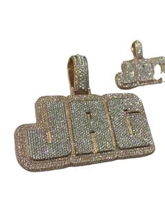 Collares de Moda con Colgante JAG, Diseño de Racimo Completamente Engastado, Personalizado, de Plata de Ley 925 con Diamantes Moissanite VVS, Estilo Hip Hop - Product Image 1