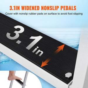 บันไดแท่นอลูมิเนียมอัลลอย4ขั้นตอนรับน้ำหนักได้500ปอนด์แผ่นยางกันลื่นกว้าง3.1นิ้วติดตั้งง่ายสำหรับเรือ/ทะเลสาบ/สระน้ำ/เรือเดินทะเล - Product Image 3