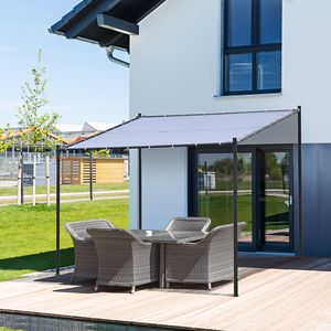 Gazebo da Giardino 10x9.5 per Esterni con Telaio in Acciaio Verniciato a Polvere Grigio e Tettoia in Poliestere per Cortile o Parete - Product Image 2