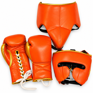 Nuevos Guantes de Entrenamiento de Kick Boxing Profesionales con Cierre de Cordones Dorados y Logotipo Personalizado, Transpirables y de Cuero Genuino - Product Image 3