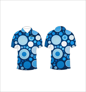 Polo personnalisé pour homme, sublimation, imprimé cercle bleu, polo de golf, évacuation de l'humidité, manches courtes, uniforme de performance, fournisseur OEM - Product Image 5