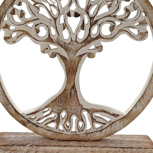 Décoration de table sculptée à la main en bois de manguier, motif arbre, pour salon - Product Image 6