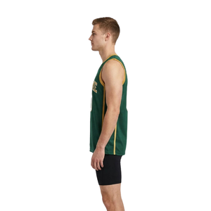 Kit de basketball personnalisé pour hommes, maillot sans manches à col en V avec lignes latérales contrastées et short uni, noms et numéros d'équipe personnalisés - Product Image 5
