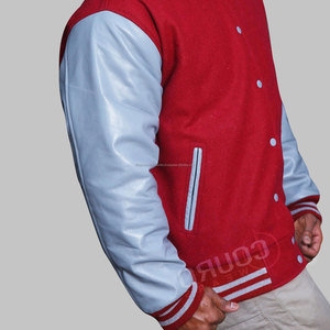 Veste universitaire en denim de laine de haute qualité pour hommes, personnalisable, style baseball, col montant, réversible, respirante, manches en cuir - Product Image 5