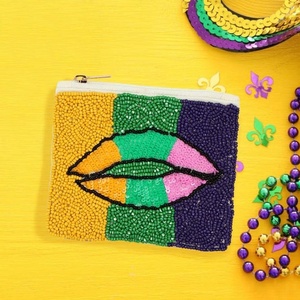 Export Quality Women Hand Embroidered Beaded Coin Purse Key Chain Zipper Colorful Mardi Gras Small <b>Pouch</b> Daily Use Bags 2026 - Product Image 2
