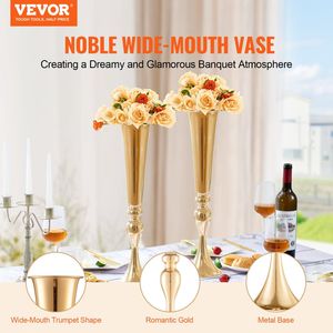 2 pezzi 56cm/22.05 ''vaso di fiori per nozze in metallo dorato alto tromba per tavoli eleganti vasi in metallo per decorazioni di nozze - Product Image 2