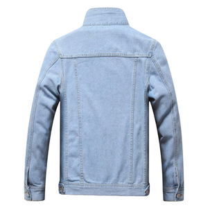 2025 Wholesale New Fashion Design High Quality <b>Men</b> <b>Denim</b> <b>Jacket</b> Stand Collar Front Logo Custom Made <b>Denim</b> <b>Jackets</b> - Product Image 2