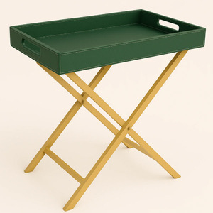 Bandeja Plegable de Cuero PU con Soporte Metálico, Bandeja de Servicio de Cuero de Cocodrilo - Product Image 3
