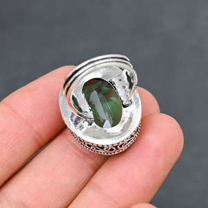 Superbe Bague Tendance Vert Pomme en Pierre de Peridote, Argent Massif 925, Bijoux Faits Main, Vente en Gros - Product Image 2