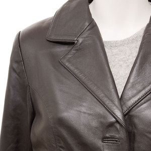 Blazer en cuir véritable pour femme, manches longues, col rabattu, simple boutonnage, vêtement d'hiver pour femme, veste en cuir - Product Image 5
