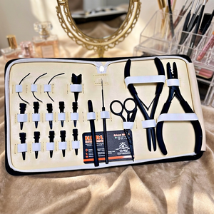 Kit For Human Hair Extension Black Easy Grip Hair Extension Tools Kit With <b>Pliers</b> Clips Loop & Scissor Hair Extension Supplies - Product Image 5