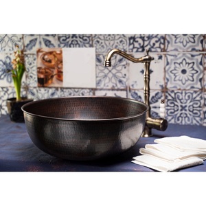 Lavabo Ovalado de Cobre Oscuro para Baño, Lavabo de Cobre Martillado para Encimera, Estilo Tradicional, Lavabo Duradero para Uso Doméstico - Product Image 5