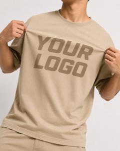 Camiseta de Hombre, Talla Grande, con Logotipo Personalizado, Cuello Redondo, Manga Corta, Tejido Grueso de 220g, Estampado Frontal, Estilo Casual, 100% Algodón, Transpirable - Product Image 2
