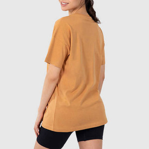 T-shirt en coton uni à manches courtes et col rond pour femme, coupe ample, décontracté, respirant, en jersey, pour le printemps et l'été - Product Image 6