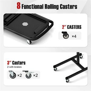 2-in-1 <b>Working</b> <b>Table</b> with 4 Rollers and Part Tray Utility Cart - Product Image 6