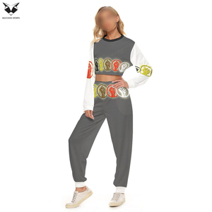 Conjunto deportivo de dos piezas para mujer, top corto moderno con pantalones jogger, ideal para correr, hacer ejercicio, estar en casa y estilo urbano. - Product Image 2