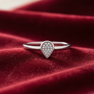 Anillo de Boda de Oro Blanco de 14K con Diamante Redondo de 0.20 TCW en Forma de Pera |   Anillo de Novia Elegante con Color GH y Claridad SI, Joyería Fina, Regalo para Mujer - Product Image 4