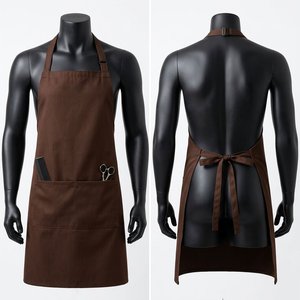 Tablier de Barbier en Cuir Premium 280 GSM Marron avec Sangle de Cou Réglable, Poche à Outils, Protection UV, Écologique, Logo Brodé Personnalisé - Product Image 1
