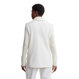 Custom <b>Women's</b> Off White Sherpa <b>Fleece</b> Vest Ribbed Collar Utility Pocket Full Zip Sleeveless Outerwear Warm <b>Gilet</b> Wholesale OEM - Product Image 3