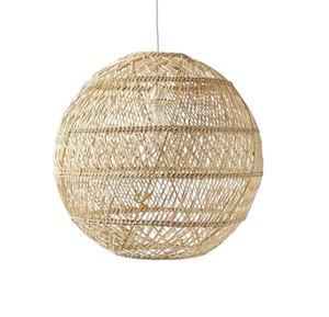 Modern Rattan Lampshade <b>Geometric</b> Globe Pendant Light <b>Shade</b> Rhombus Weave Wicker Hanging <b>Lamp</b> Cover for Restaurant - Product Image 2
