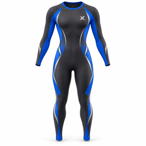 Gymnastics <b>Unitards</b> & Full-Length Bodysuits | Blue Black Color Blocked-Six Colors | Spandex/Polyester Sportswear | Quick Dry| - Product Image 1